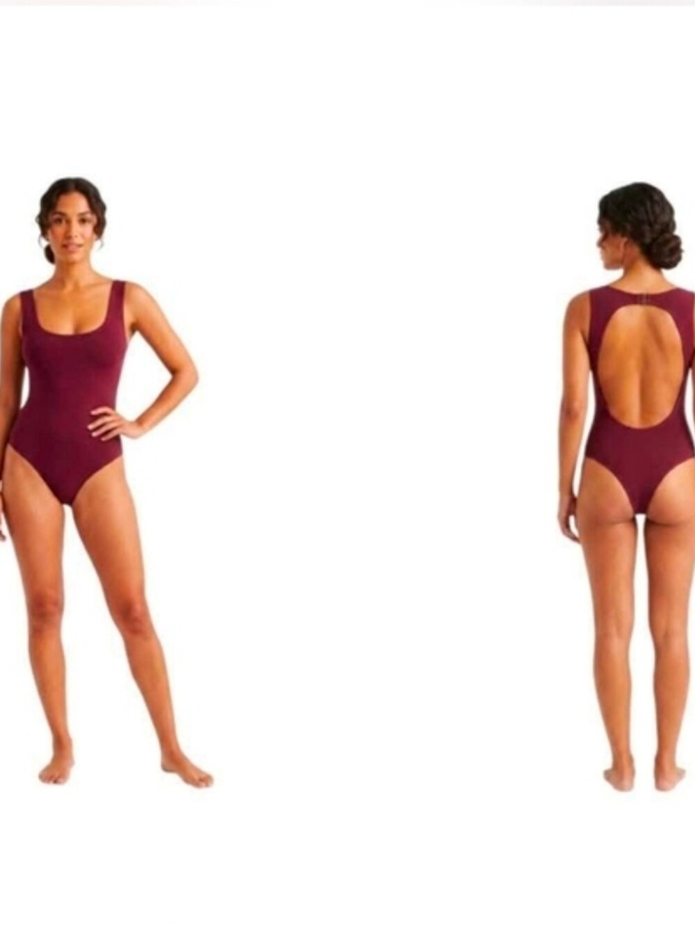 Free People ($88) Open Back Square Neck Bodysuit Berry